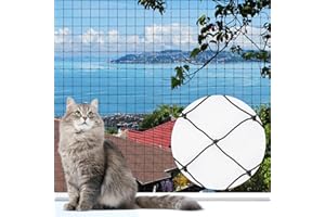 Hengu Katzennetz für Balkon, 6x3m Katzennetz Drahtverstärkt Balkonnetz Katzen Netz UV-Beständig & Witterungsfest Katzenschutznetz für Balkone, Fenster - Schwarz