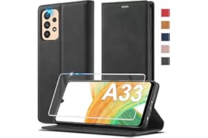Ailicici für Samsung Galaxy A33 5G Hüllen Leder [Mit Schutzfolie] Handyhülle für Samsung A33 5G Hülle Flip Wallet Leder Stoßfest Schutzhülle Klappbar Case, Klapphülle für Samsung Galaxy A33 5G Hülle