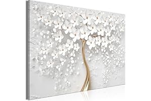 murando - Bilder Abstrakte Baum 120x80 cm Leinwandbild 1 tlg Kunstdruck moderne Wandbilder Wohnzimmer Schlafzimmer Bilder auf Leinwand XXL Wanddekoration Design Wand Deko mit Blumen Moitiv weiß