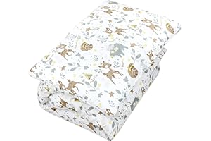 TupTam Enfants Couette à Motifs Set Couverture Toute l'année Couverture Oreiller Plat 2pcs., Animaux Sauvages, 135x100 cm