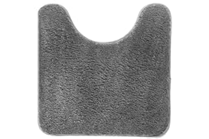 TiRiSMART Absorbent WC Toilet Rug Non Slip U Shape Bath Mat with High Hydroscopicity Rugs Super Soft Cozy and Shaggy 50x50CM Grey