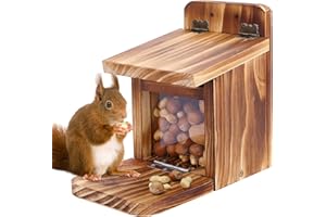 MIXXIDEA Eichhörnchen-Futterstation aus Holz, stabiles Eichhörnchen-Futterhaus mit Dicke 1,5 cm, kein Zusammenbau erforderlich, für Hinterhof, Außengarten, 1 Stück