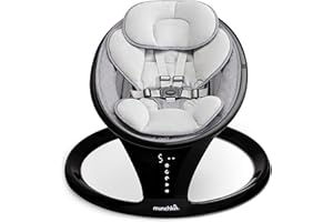 Munchkin Electric Baby Swing | Bluetooth Enabled Baby Bouncer Chair & Rocker | Portable Rocker & Gentle Bouncing Chair with Motion and Sounds| Black