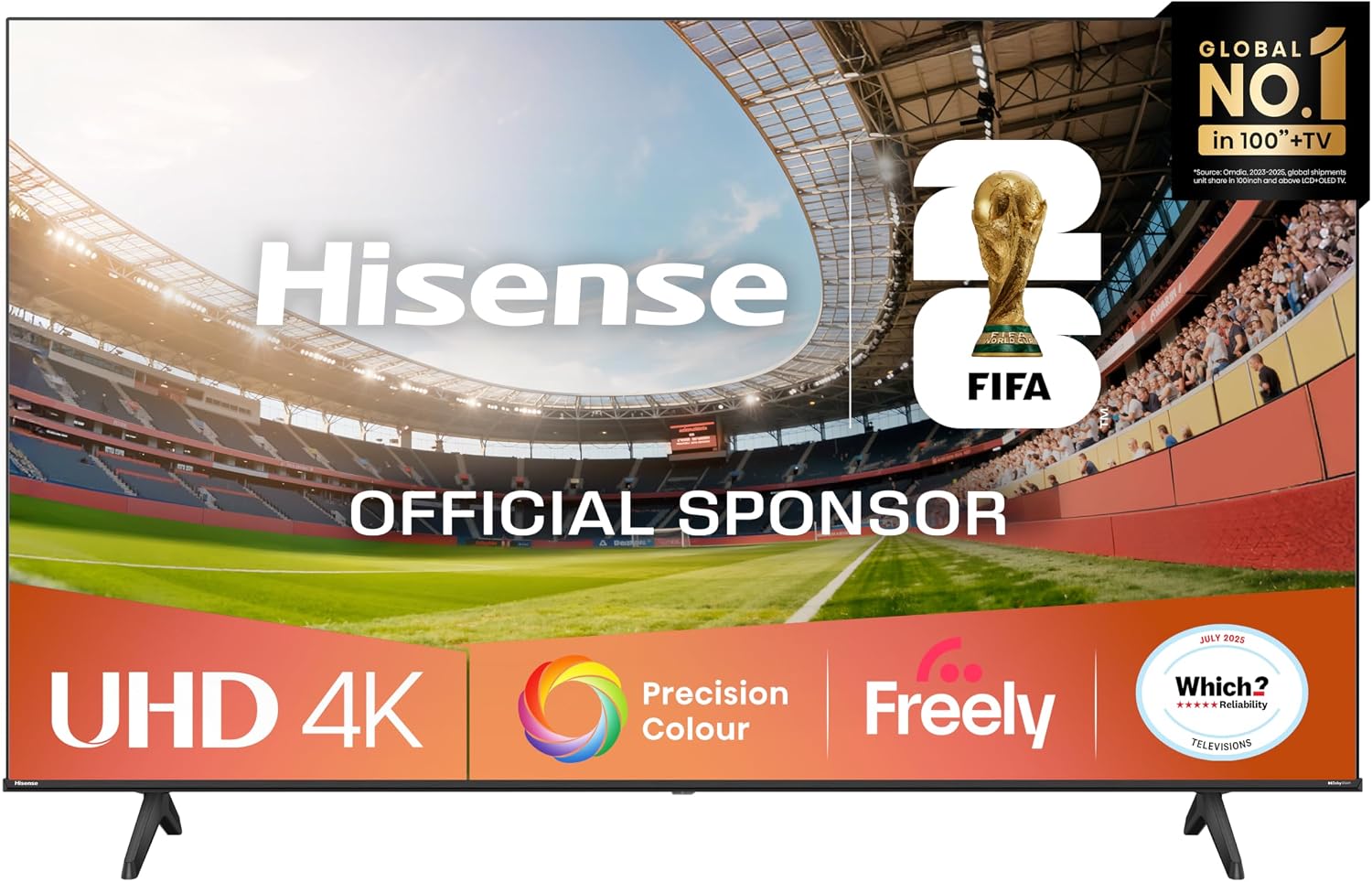 Hisense 55" 55E6QTUK 4K Ultra HD Smart TV AI TV - 4K UHD, Hi-View AI Engine, Precision Colour, AI Smooth Motion, Sports Mode with Freely, Disney +, YouTube, Netflix