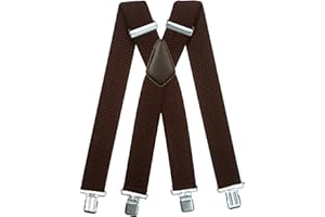 Olata Bretelles Extra Larges en X pour Hommes avec Pinces Noires ou Argentées et Tissu Épais - 5 cm