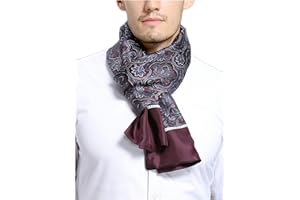 Prettystern Longue Echarpe Sain en Soie Pour Homme Classique à 2-couche Ville Business