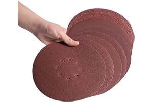 S SATC SATC 80 Pcs 225mm Sanding Discs Hook and Loop 40/60/80/100/120/150/180/240 Grits Sandpaper Set 8 Holes Sanding Pads Assorted for Drywall Sander and Polisher - 10 Pcs of Each Grit Size