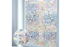 JTMM Pellicola Privacy per vetri, Adesivi per finestre Arcobaleno, Decalcomanie per finestre 3D Adesivi per finestre Pellicola per vetri Arcobaleno per Porta in Vetro Controllo (45X200 cm)