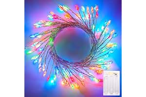 BRIGHTOWN 2 Pack Fairy Lights Battery Operated, Twinkle String Lights Waterproof Silver Wire 5 Feet 60 Led Firecracker Starry Lights for DIY Wreath Wedding Party Bedroom Mason Jar Holiday Christmas, Multicolor