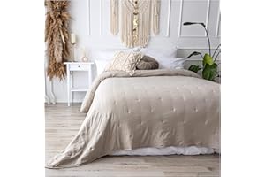 ‎CALMYHOME CalmyHOME Bettüberwurf Tagesdecke Bett Überwurf 240x260cm Sofaüberwurf Steppdecke Sofa Decke Überwurfdecke Tages Decken Betthusse XXL Überdecke Gesteppte Tagesdecken gesteppt Quilt (Beige)