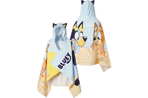 Bluey Strandhandduk För Pojkar, Handduk Med Huva Med 3D-öron, Bärbar Badhandduk För Pool, Omlott Handduk, Blå, One Size
