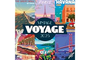 Vintage Voyage 2025, Wandkalender/Broschürenkalender im Hochformat (aufgeklappt 30x60 cm) - Art12 - Geschenk-Kalender mit Monatskalendarium zum Eintragen