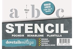 Dovetails Vintage Stencil lettere 40 mm di altezza, stile roman, lettere alfabeto minuscole e simboli # @ £ ! ?% & $ (;