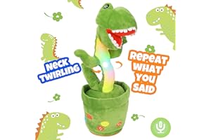 Hopearl Giocattolo di dinosauro di danza incandescente ripetuto quello che dici Talking T-Rex giocattolo wriggle cantare mimicking Twisting Light Up giocattolo animato interattivo parlare peluche,