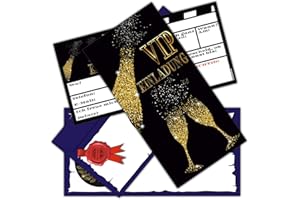 ‎BREITENWERK VIP EINLADUNG BUBBLES Set (12 Karten + 12 Umschläge) edle Einladungskarten für Silvester Party Geburtstag Jungen Mädchen Erwachsene von BREITENWERK