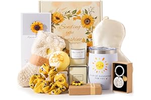 SMOKFON Sunflower Gifts for Women, Birthday Hampers Pamper Gifts for Her, Get Well Soon Gift Baskets Self Care Package Relaxation Bath Set Christmas Gifts for Your Mum, Wife, Best Friends, Sister, Daughter
