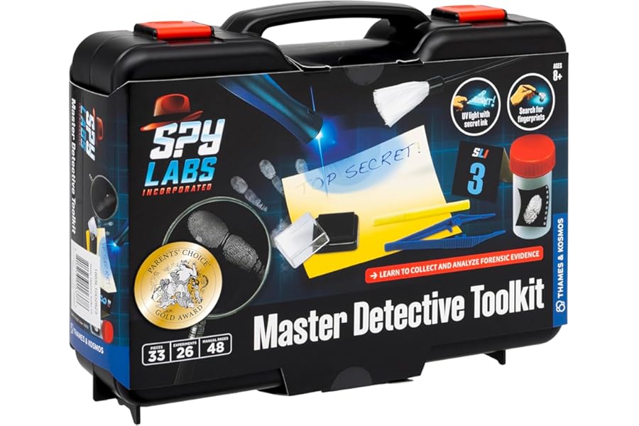 Spy Labs Master Detective Toolkit V2 | Forensic Science Kit | Gather & Document Evidence, Play | Fingerprints, Footprints, Tire Tracks | 32-Page Experiment Storybook, Age 8+