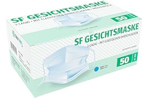 SF MEDICAL PRODUCTS GMBH SF maska na twarz z paskami na uszy, niebieska, typ II, 3-warstwowa, 50 sztuk w pudełku