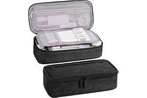 Veximind Pencil Case Large Capacity, 5 Compartments Pencil Pouch Organizer, Marker Pen Storage Bag with Zipper for School College Office, Makeup and Stationery Supplies (Black)