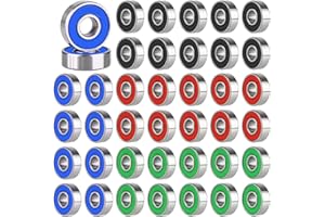 LITZEE Lot de 40 Roulements à Billes 608 RS, 608 Roulements à Billes 8 mm x 22 mm x 7 mm Métal Double Shield Miniature Roulement à Billes 608RS pour Skateboard, Rollers (608RS, Couleurs, 40 Pièces)