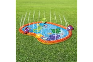 CKB LTD Sprinkler Pad Water Play Mat Durable Portable Inflatable Sprinkler Pad Sprinkle and Splash Wading Pool Summer Essential Spray Toys for Kids Outdoor Garden Family Activities Sea Life PVC Mat Paddling
