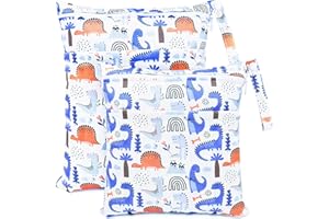 CHEESANHERR Bolsa de Pañales Impermeable，2 Pcs Wetbags de Tela con 2 Cremallera Portátil, Bolsa Muda Bebe, Organizador Reutilizable Lavable Guardería Colegio Viaje Playa Piscina Gym (Amarillo)