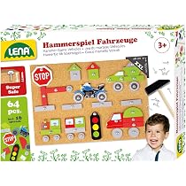 LENA- Jeu Standard, avec 72 pièces 9 Formes colorées, Plaque de Base en liège 28 x 19,5 cm, Marteau et Clous, pour Les Enfants à partir de 3 Ans LENA- Jeu Standard, avec 72 pièces 9 Formes colorées, Plaque de Base en liège 28 x 19,5 cm, Marteau et Clous, pour Les Enfants à partir de 3 Ans