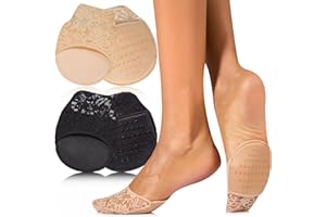 L&D LIVING AND DREAMING 4 Paar Rutschfeste Atmungsaktive Füßlinge für High Heels und Sneaker - Zehlinge für Pumps, Vorderfußpolster & Zehensocken - Komfortable Halbsocken & Schuheinlagen (Beige & Schwarz)