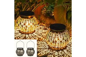 Solarlaterne für Außen Bonsery, 2 Stück Solarlampen für Außen Hängend IP65 Wasserdicht, Solar Laterne Outdoor Vintage LED Orientalische solarleuchte hängend für Patio Terrasse Wand Tisch Geschenk