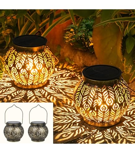 Solar Lantern Outdoor 2 Pieces Hanging IP65 Waterproof