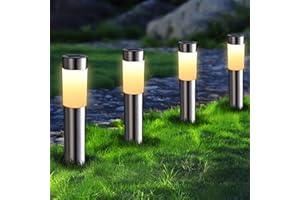 Joomer Solar Lights Outdoor Garden, 4 Pack Garden Lights Solar Powered Waterproof, LED Pathway Lighting Solar Powered Path Light Decoration for Patio Driveways Landscape Lawn Yard, Warm White