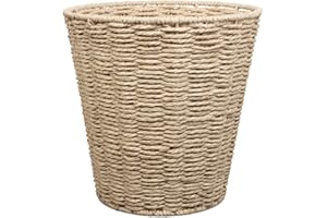 woodluv Round Waste Paper Basket Bin - Rubbish Bin for Bedroom, Bathroom, Offices or Home