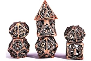 SCHLEUDER Set Dadi D&D Dungeons&Dragons, Vuoto Dadi da Gioco Poliedrici Metallo Dice Set Rpg, per Dungeons Dragons Gioco da Tavolo DND (Rame Rosso Antico)
