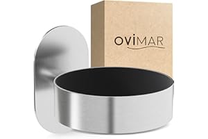 ovimar Haartrocknerhalter Glyngore | Edelstahl | Silber | mit Wandmontage ohne Bohren | mit Fönpolsterung | zum Kleben | Föhn Halterung im Badezimmer | | perfektes Bad Zubehör