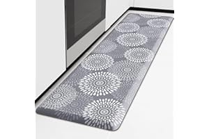 LuxStep Kitchen Mat Waterproof Kitchen Rugs for Floor Cushioned Anti-Fatigue Mat Non-Slip Standing Desk Mat Comfort Floor Mats for House Sink Office 17.3" x 60" Grey