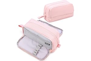 Eucomir Astuccio 3+1 Scomparti Bambina Ragazzo, Astuccio Scuola Elementare Grande Portapenne Ragazza Scuola Media, Rosa Chiaro