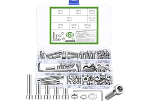 JINZEYOU 128 Stück M8 Schrauben Set, Zylinderkopfschrauben Muttern Sets, Edelstahl Sechskantschrauben Set und Unterlegscheiben, Innensechskant Schrauben mit Muttern, Maschinenschrauben Sortiment