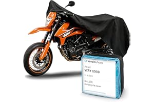 WALSER Motorbike cover waterproof L, Award Very Good* motorbike cover waterproof, motor scooter cover, motor scooter cover, motorbike protection tarpaulin black 250x100x130 cm