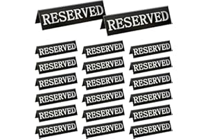 TESIN 20 Pcs Table Reserved Signs, Double Sided Metal Table Reservation Cards, Formal Party Supplies for Wedding Reception, Christmas, Business, Restaurant, Cafe - Black
