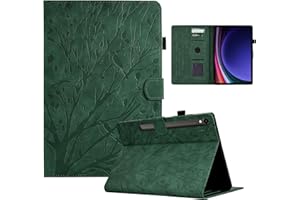 LSPCASA Funda Tablet Samsung Tab S9 para Samsung Galaxy Tab S9 11.0" SM-X710 SM-X716B Sombra De Árbol Funda Galaxy Tab S9 con Ranuras para Tarjetas Funda Samsung Galaxy Tab S9 Verde
