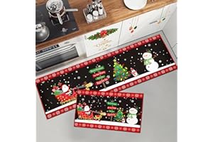 HZVRTN Tappeto natalizio antiscivolo, lavabile, con stampa di Babbo Natale, per cucina, corridoio, soggiorno, ufficio, cameretta dei bambini, decorazione natalizia per la casa (Natale, H, 43 x 75 + 43