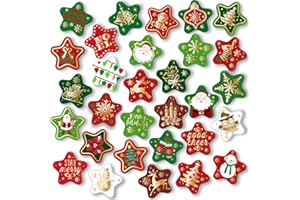 MORCART 30 magneti natalizi per frigorifero, a forma di stella, decorazione per frigorifero, per lavastoviglie, armadietti, lavagne magnetiche, armadietti, aule e uffici
