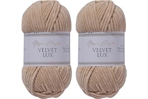 Utopia Crafts Velvet Lux - Filato di ciniglia super morbido, per lavori a maglia e uncinetto, 2 confezioni da 100 g (marrone pastello)
