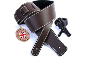 NORDELL British Handmade Real Leather Guitar Strap: Finest Deluxe Italian Nappa Leather, 130cm long Guitar Belt - Suits Electric, Bass or Acoustic Instruments (inc Semi/Electro)