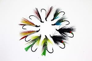 JACKAL OUTDOORS The Wasdale 10 pack of classic style Salmon,Sea trout, Rainbow trout, Bass flies in a variety of sized hooks
