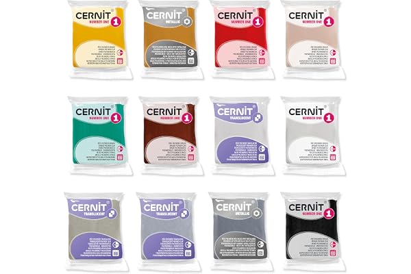CERNITCE0900012K03C - Un Pack de 12 Pains de Pâte Polymère, Couleurs de Noël - Pâte à Modeler à cuire N°1 - 12 Couleurs Différentes - Blocs de 56g - DIY, Adultes, créations pâte à modeler