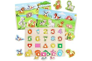 lenbest 3 Piezas Puzzle Madera - Juguetes Niños 2 3 Años - Juguetes Montessori 1 Año - Juegos Educativos - Puzzle Bebe