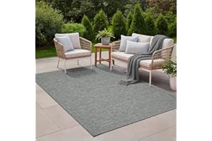 the carpet Calgary - robusto tappeto per esterni, resistente alle intemperie e ai raggi UV, per balcone, terrazza, giardino d'inverno o cucina e sala da pranzo, 140x200 cm, Grigio
