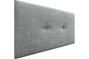 DHOME Cabecero de Polipiel o Tela Acualine Liso con Botones Tapizado de Alta Gama Cabezal Lujo Cama Dormitorio Moderno Acolchado (Tela Gris, 105x50cm (Camas 80/90/105))
