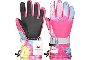 ODTMGER Ski Gloves, Winter Gloves,Winter Waterproof Ski Gloves, Warm and Breathable Snow Gloves, Suitable for Outdoor Sports of Boys and Girls in Cold Winter